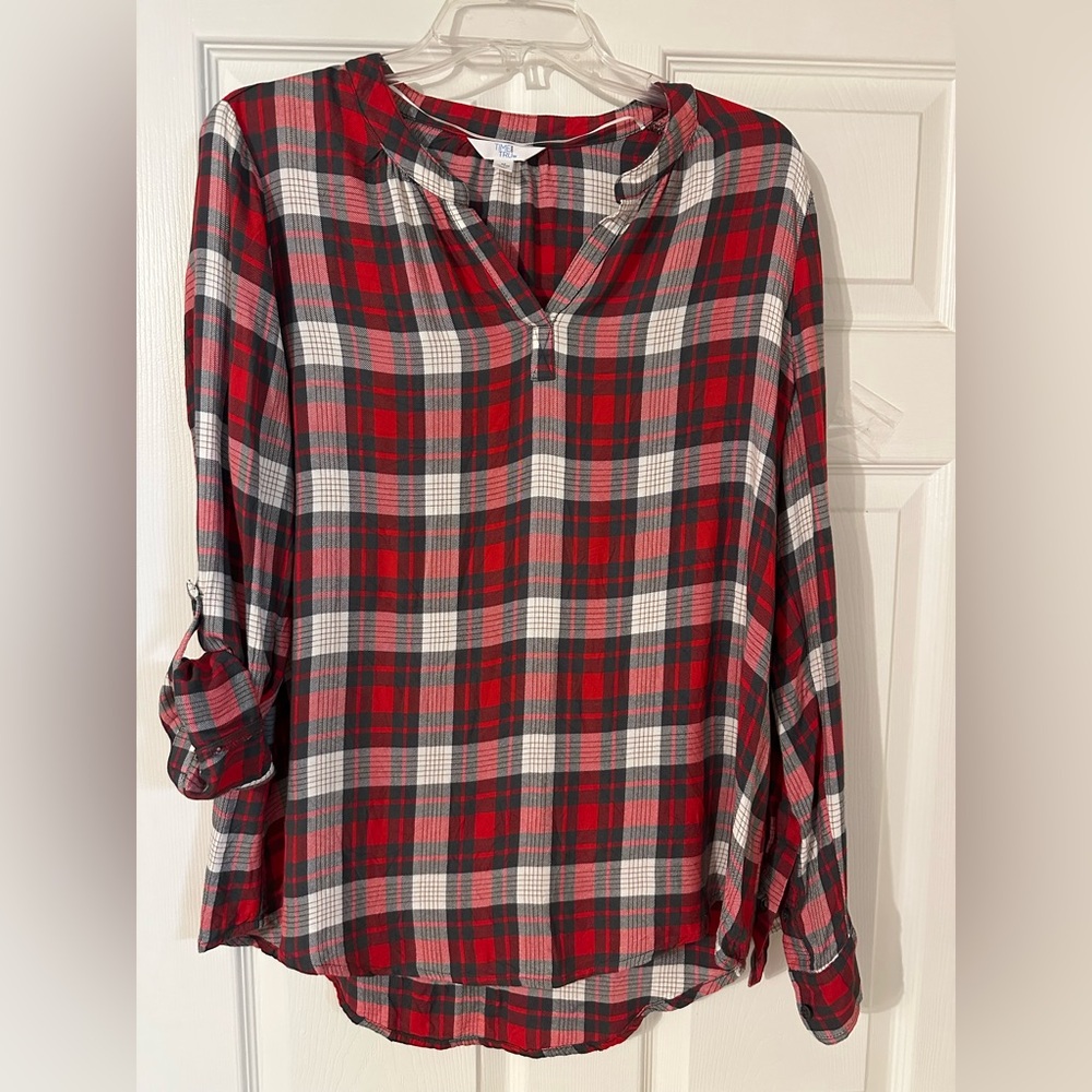 Plaid Women's Top - Red and Black